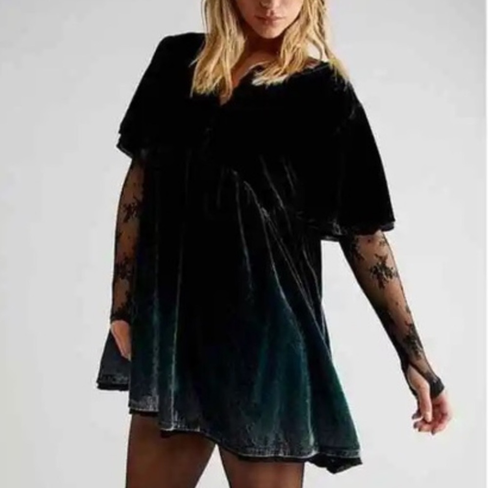 Free People Black Velvet Mini Dress